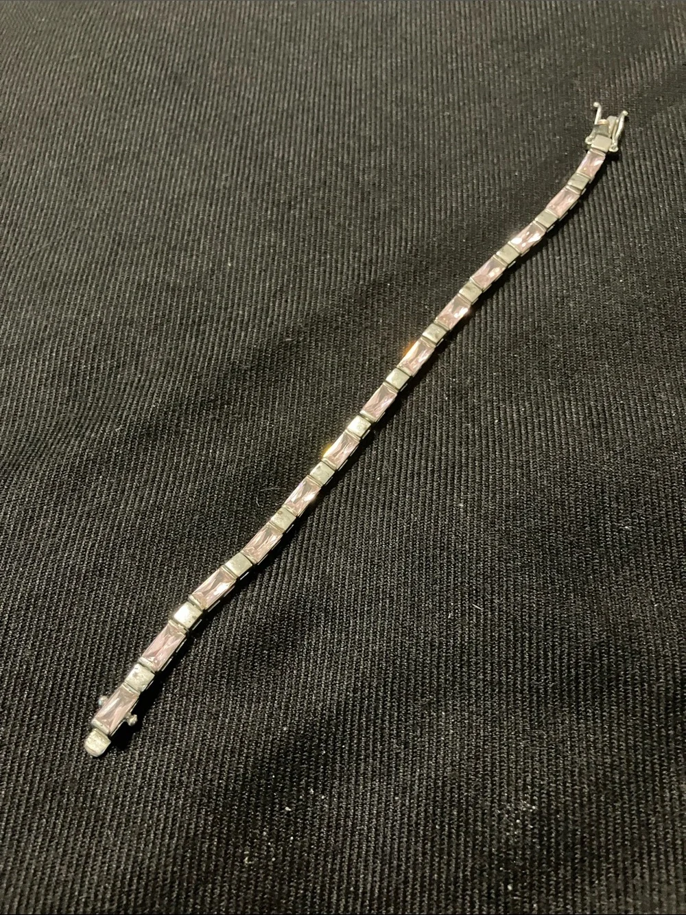 Pink and silver bezel cut bracelet